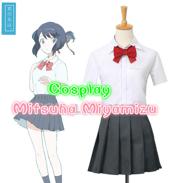 Japanese Anime Your Name (Kimi no Na wa) Mitsuha Miyamizu Cosplay Costumes Women's School Uniform Outfit