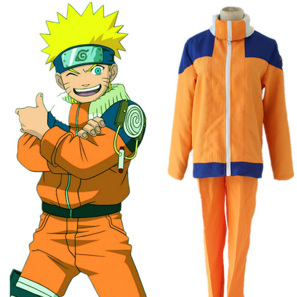 Japanese Anime Naruto Cosplay Costume Adult Cosplay Naruto Uzumaki Costume For Party Fighing Uniform with Headband Free Shipping