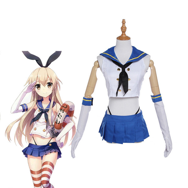 Anime Game Kantai Collection Cosplay Costumes Shimakaze Cosplay Costumes Sailor Navy Suit Girls' Cosplay Dress