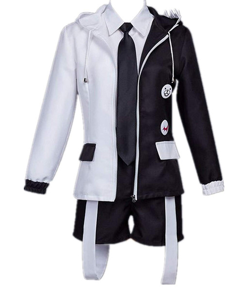 Danganronpa Monokuma Cosplay Costume Black White Bear Hoodie Jacket School Uniform