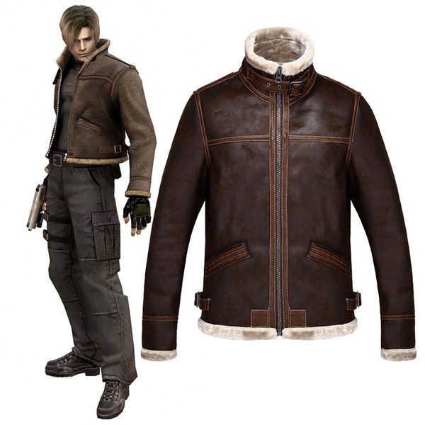 Resident Evil 4 Lyon leon jacket cosplay surrounding clothes jacket wool-like leather jacket spring