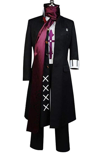 Super Danganronpa 2 Gundam Tanaka Cosplay Black Long Coat Uniform Dress Gundam Tanaka Cosplay Costume