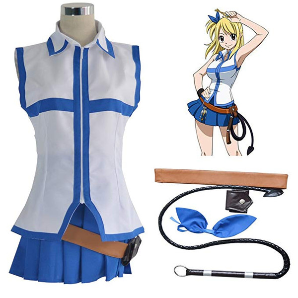 Women's Fairy Tail Lucy Dress Cosplay Costumes and Whip