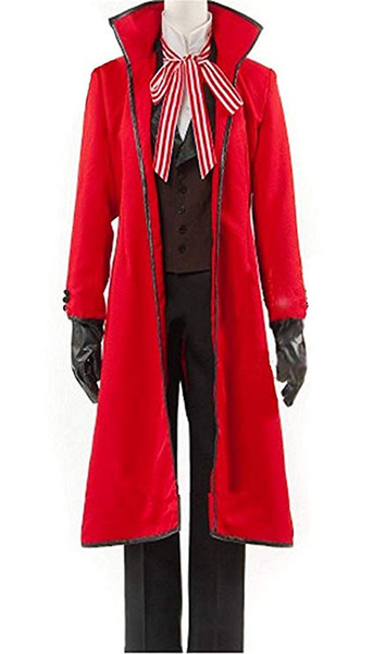 Black Butler Grell Sutcliff Halloween Red Cosplay Costume Uniform Suit