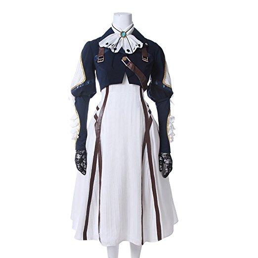 Violet Evergarden Cosplay Costume Womens Anime Uniforms Suit Dark Blue White