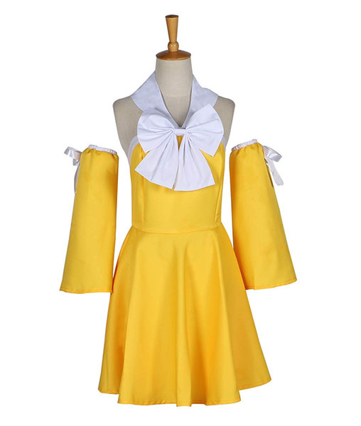 Fairy Tail Levy Mcgarden Yellow Girls Summer Party Dress Cosplay Costume