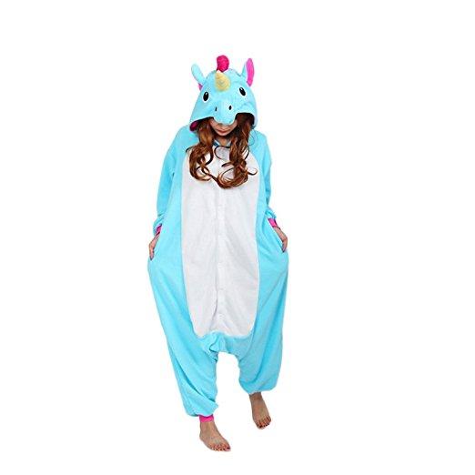Animal Cosplay Costume Unisex Adult Blue Unicorn Pajamas