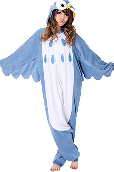 Animal Cosplay Costume Blue Owl Unisex Adult Pajamas