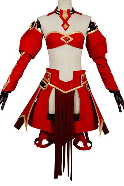 Fate Apocrypha FA Red Saber Mordred Cosplay Costume Casual Dress Battle Suit