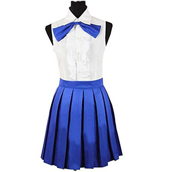 Fairy Tail Erza Scarlet Daily White Blue Dress cosplay costume