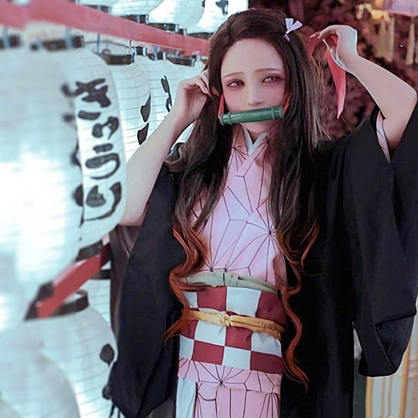 Kamado Nezuko cosplay costumes Japanese anime Kimetsu no Yaiba clothing Halloween cosplay costumes Spot supply full set