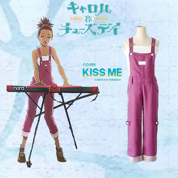 Carole cosplay costumes rose red bib pants Japanese anime CAROLE & TUESDAY clothing Halloween cosplay costumes Spot supply