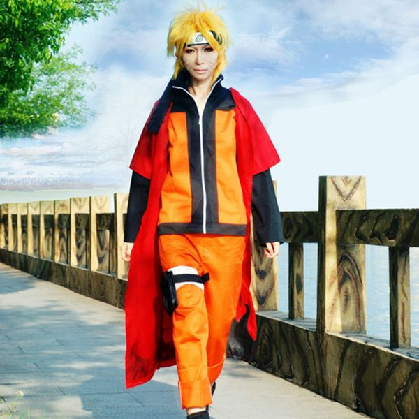 Naruto Uzumaki cosplay costumes Naruto Shippuden cloak Japanese anime Naruto red cloak halloween costume Masquerade costume