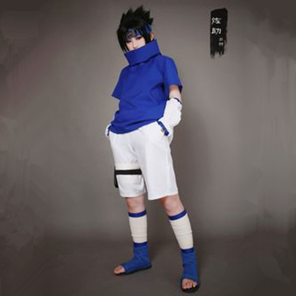 Uchiha Sasuke cosplay costumes Uchiha Sasuke young clothing Japanese anime Naruto clothing halloween costume Masquerade costume blue