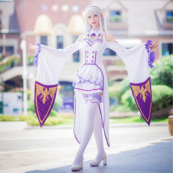 Emilia cosplay costumes dress Japanese anime Re:Zero kara Hajimeru Isekai Seikatsu clothing Halloween costumes