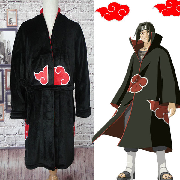 Naruto Bathrobe Cosplay Akatsuki Flannel Pajamas Winter Robes Uchiha Itachi Halloween Costume