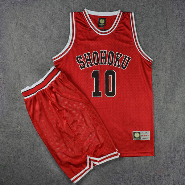 Anime Slam Dunk Shohoku Basketball Sakuragi Hanamichi Cosplay Uniform Jersey Slam Dunk NO.10 Jersey Power Forward Clothes Sport