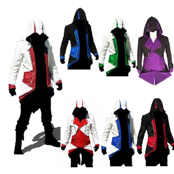 Fashion Stylish Assassins Creed 3 III Conner Kenway Ezio Hoodie Coat Jacket Anime Cosplay Assassin's Costume Cosplay Overcoat