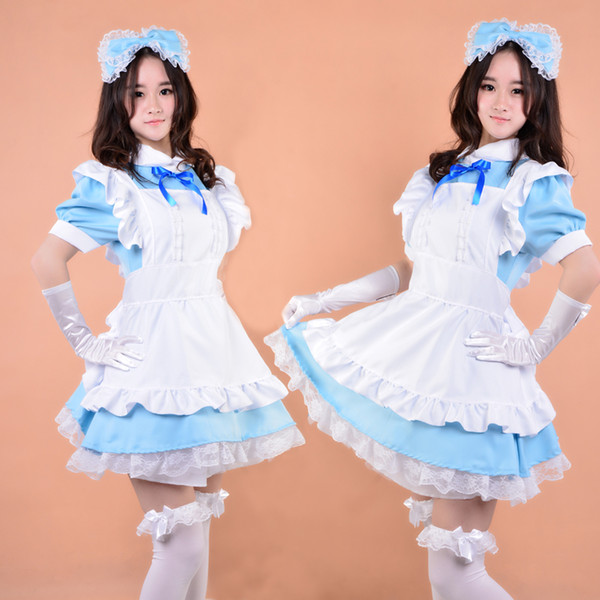 Hot Sale Alice in Wonderland Costume Dress Maid Cosplay Fantasia Carnival Halloween Costumes for Children