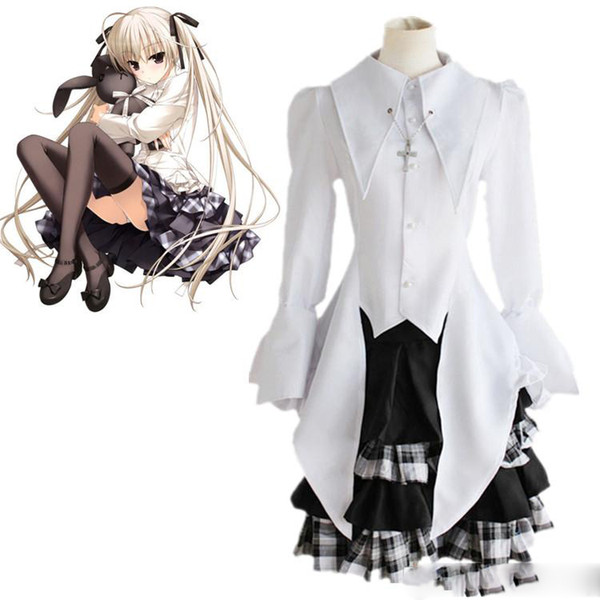 Kasugano Sora cosplay costumesBlack checked dress Japanese anime In solitude, where we are least alone clothing Halloween costumes