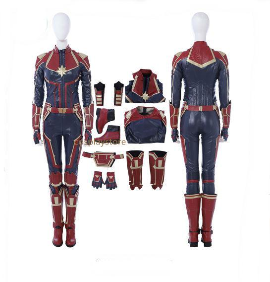 New Ms Marvel Captain Marvel Carol Danvers Cosplay Costume Jumpsuit Outfit Halloween Party Adult Comic Women Full Set With Shoes