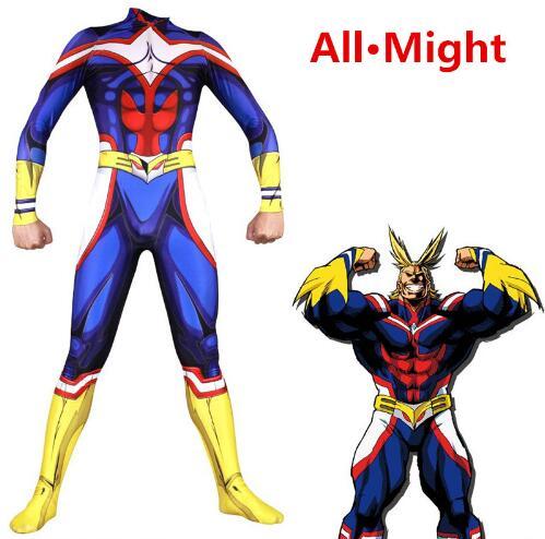 Customized Size Male All Might Cosplay Costume My Hero Academia Boku no Hero Academia 3D Print Lycra Mens Zentai Bodysuit Teen Suit