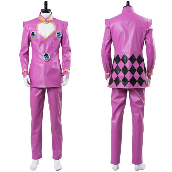 Anime JoJo's Bizarre Adventure Golden Wind Giorno Giovanna Cosplay Costume Pink Suit Uniform Halloween Carnival Made!