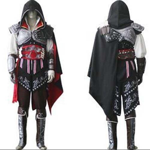 Assassin's Creed II 2 Ezio Black Flag Cosplay Auditore da Firenze Black Edition Cosplay Costume Custom Made Any Size For Halloween Party