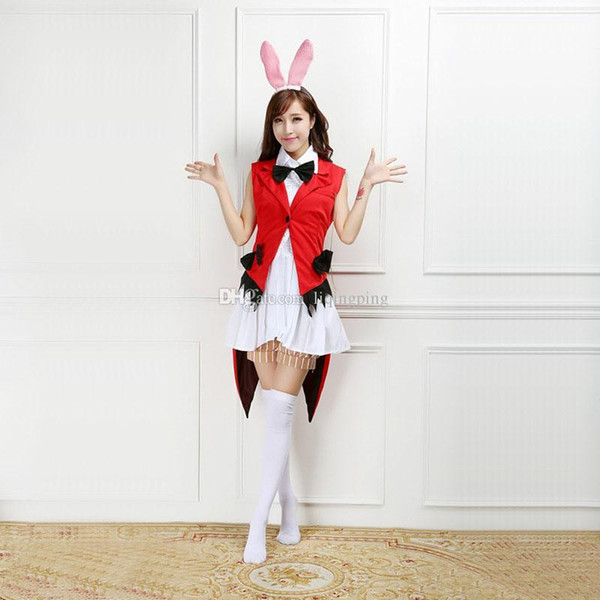 Hot Sale 2017 White/Red Sleeveless Love Live! Sonoda Umi Cosplay Start Dash Costumes Rabbit Girl Uniform Mini Dresses For Women