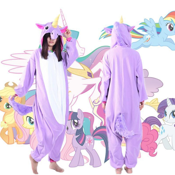 Wholesale-New Orchid Unicorn Pajamas Anime Cosplay Costume Adult Onesie Sleepwear Hooded Hoodies Woman and Men Vestidos