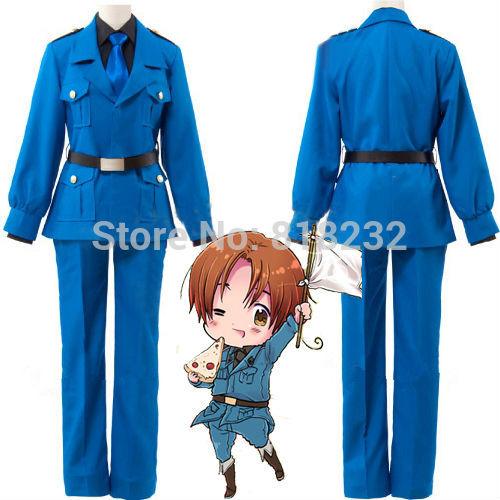 Wholesale-APH Axis Powers Hetalia North Italy Feliciano Vargas Uniform Outfit Cosplay Costume Coat+Shirt+Pants+Belt+Tie