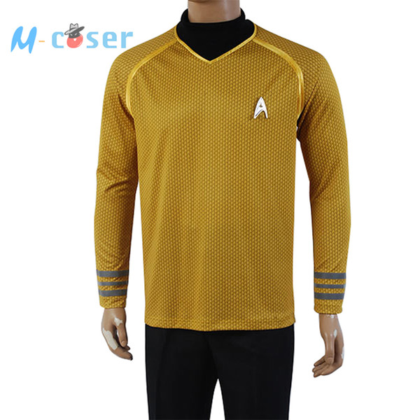 Wholesale-Star Trek Into Darkness Captain Kirk Shirt Uniform Cosplay Costume Yellow Version Size XS-XXXXL