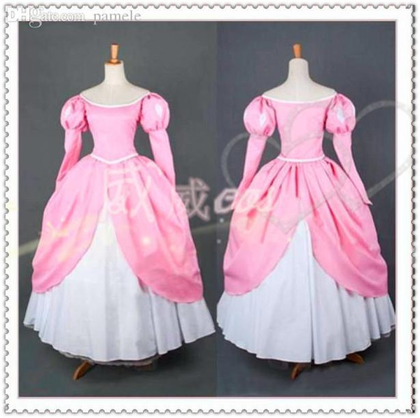 The Little Mermaid Ariel Princess Pink Dress Made Cosplay Costume 