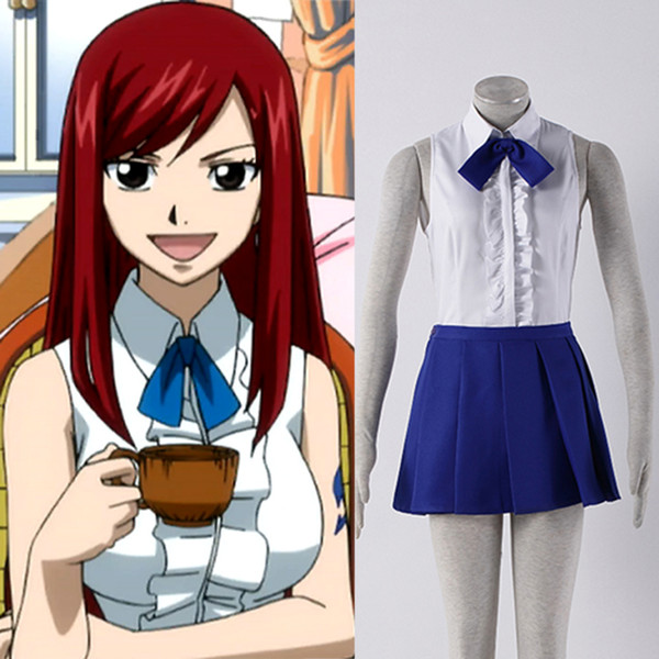 Wholesale-JP Anime Fairy Tail Cosplay Costume Normal Clothes Fairy Tail Guild Erza Scarlet Cosplay Costumes for Sale