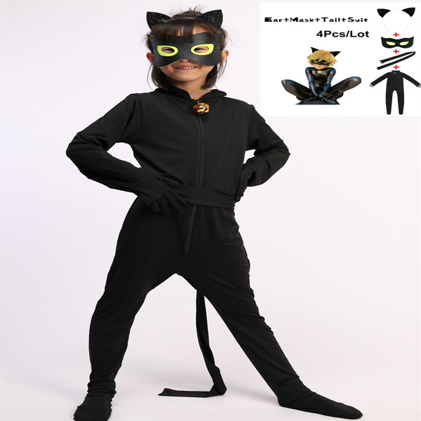 Black Cat Noir Adult girls/boy Costumes Mira Jumpsuit / wig For PURIM child adult Adrien Cosplay