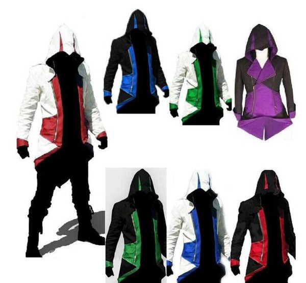 Wholesale hot sale Assassins Creed 3 III Conner Kenway Hoodie Coat Jacket Cosplay Costume free shipping