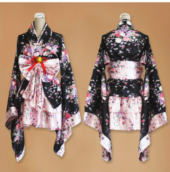 Anime Cosplay Lolita Halloween Fancy Dress Japanese Kimono Costume Blossoms Costumes