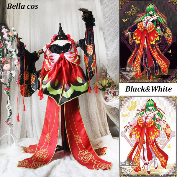 Code Geass Lelouch of the Rebellion shi tsu CC cosplay costume White Black kimono dress Halloween costumes for women Anime cloth