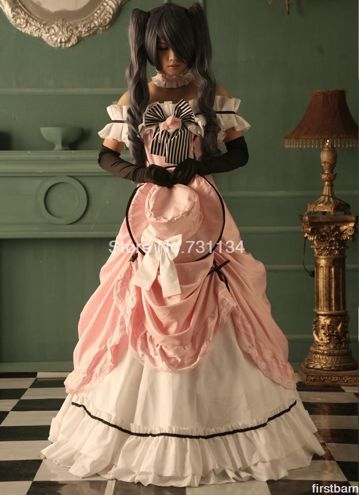 Black Bulter Kuroshitsuji Ciel Phantomhive Japanese Anime Dress Costumes Pink Off The Shoulder Anime Ciel Cosplay Costumes