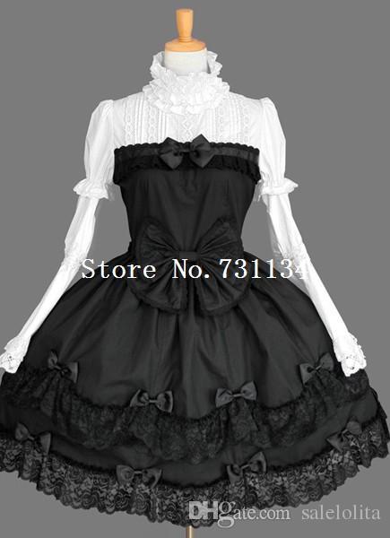 Black Vintage Sweet Lace Gothic Lolita Ball Gowns Girls Short Party Dress Halloween Cosplay Costumes For Women