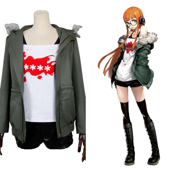 Persona 5 Futaba Sakura Shirt Coat Jacket Cosplay Costume Full Set