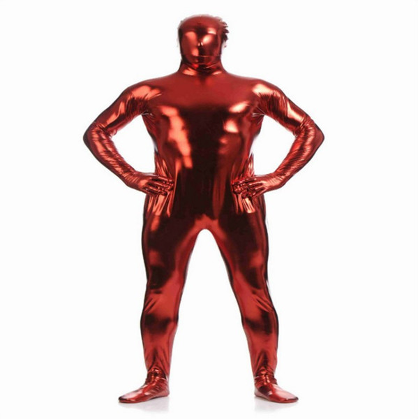 (MZS026) Dark Red Shiny Metallic Tights for classic halloween costumes Unisex original Fetish Zentai Suits