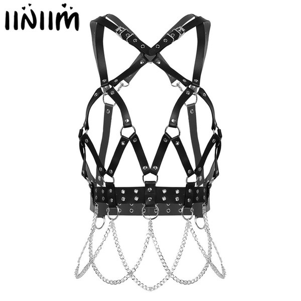 Womens Fashion Clubwear Punk Style Performance Strappy Adjustable Body Chest Cage Half Harness Belt Cosplay Club Fancy Costumes