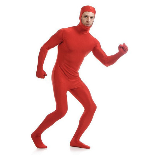 (SOF012) Red Lycra Spandex Full Body Fetish Zentai Skin Tights Unisex Bodysuit Cosplay Costume Unitard Jumpsuit Dancewear