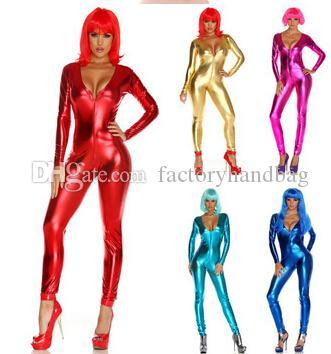 2020 Metallic Lycra Zentai Spandex Catsuit Costume Front Zip free shipping