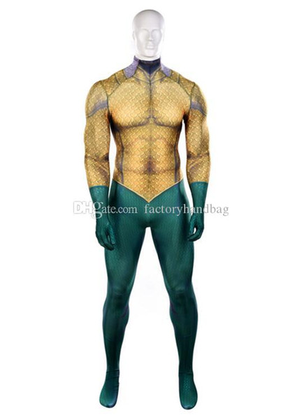 new style Aquaman Spandex Superhero Costume Halloween Cosplay Party Zentai Suit