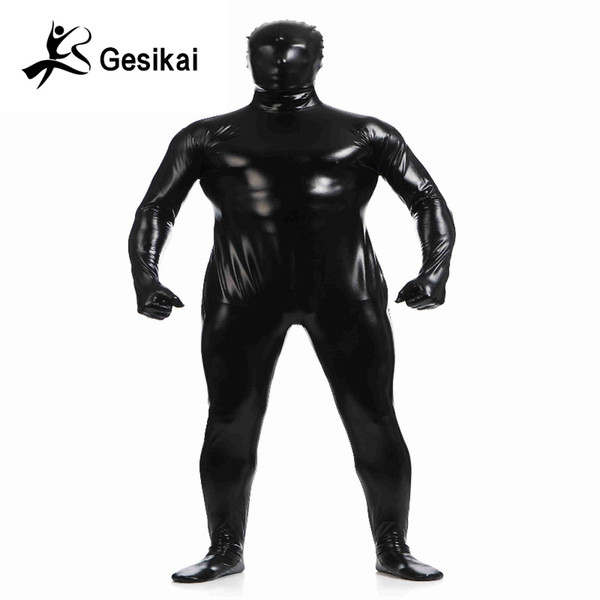 Men's Metallic Shiny Zentai Full Bodysuit Back Zipper Costum Made Tights Suits Men's Full Bodysuit Cosplay Halloween Costumes