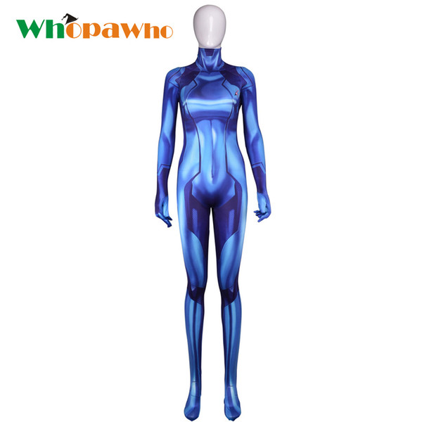 Women 3D Printing Samus Zero Aran Cosplay Costume Spandex Lycra Zentai Bodysuit Suit Jumpsuits