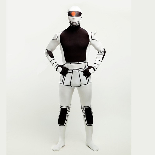 Gundam White and Black Zentai Full Body Lycra Spandex Costume Unisex Jumpsuit Adult Bodysuit