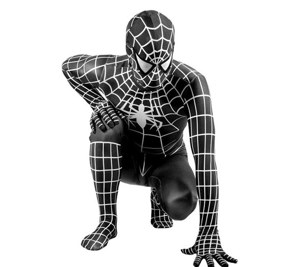 Adult kid Black Spider Costume Cosplay Adult Costume Venom Black Spider Zentai Suit Dark Jumpsuit